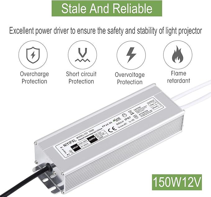 LED Driver 150 Watts Waterproof IP67 Power Supply Transformer Adapter 85V-265V - Image 2