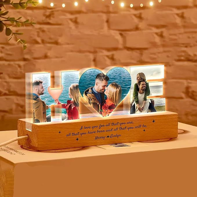 Personalized Initial Photo Collage Night Light – Custom Couple’s First Initial - Image 4
