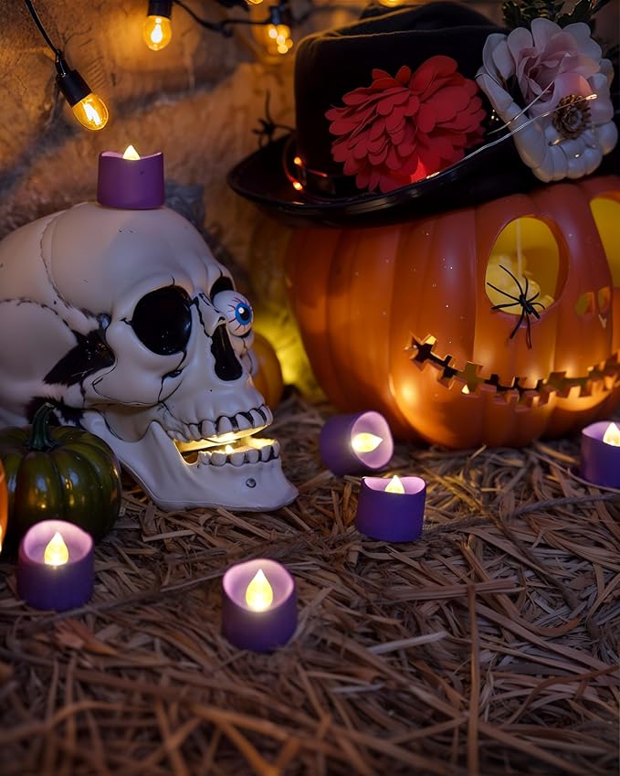 Homemory Purple Tea Lights Candles Battery Operated, 200+Hour Flameless - Image 3