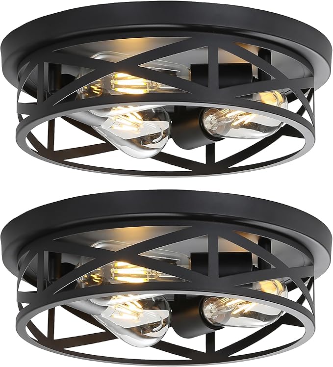 13 Inch Close to Ceiling Light Fixtures 2 Pack, 3-Lights Farmhouse Flush Mount by Wyneyet