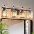 Bathroom Vanity Lights 4-Light Sand Black Modern Crystal Vanity Light Fixtures by FDPBY