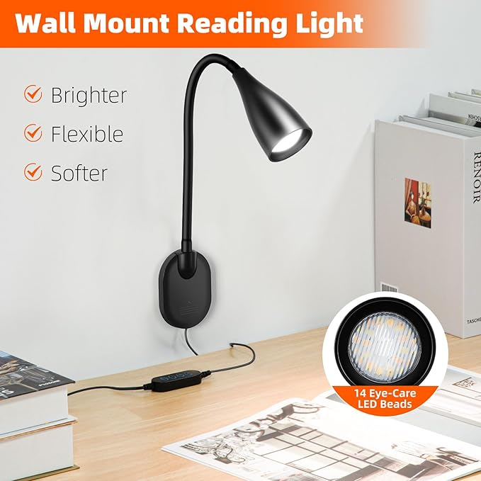 Wall-Mounted LED Bedside Reading Light - Image 3