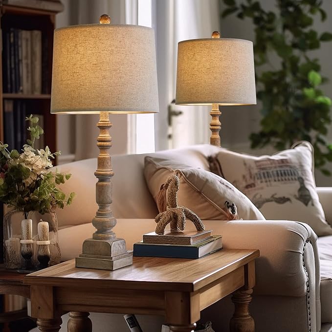 Oneach 27.75" Vintage Farmhouse USB Table Lamps Set of 2 - Image 5