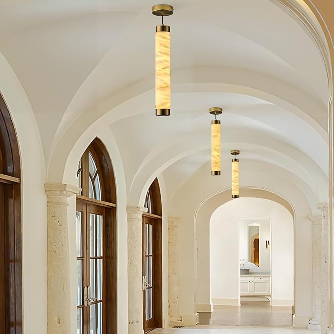 20" Alabaster Pendant Lights, Adjustable Modern Ceiling Light Fixtures - Image 4