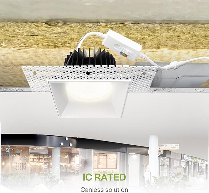 ASD Trimless LED Recessed Lighting 6 Inch, 24W 120V Square Commercial Downlight - Image 7