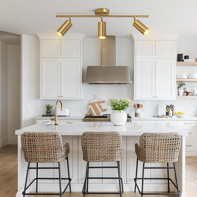 BOKT Brushed Brass Gold 3-Lights LED Adjustable Track Lighting Kit Mid Century - Image 5