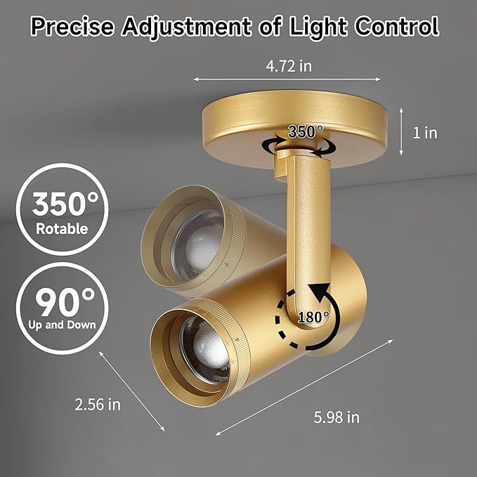 12W LED Gold Dimmable Zoomable Ceiling Spotlight Indoor – Adjustable Surface - Image 3