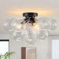 GoYeel Bubble Flush Mount Ceiling Light 17.72"-Black Small Chandelier Glass by GoYeelLighting