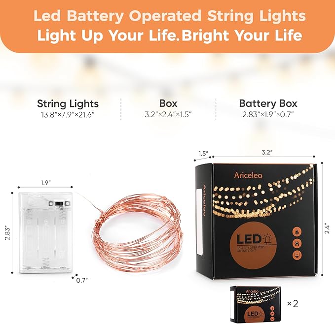2 Pack 16.4ft Battery Operated String Lights - Image 8