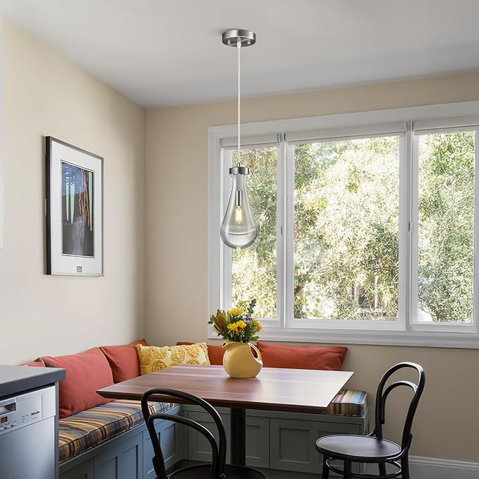 Raindrop Pendant Lights Kitchen Island Teardrop Nickel Hanging Light Fixtures - Image 7