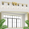 Modern Brushed Gold 6 Light Bathroom Light Fixtures, 38 inch Vanity Lights by FAISHILAN