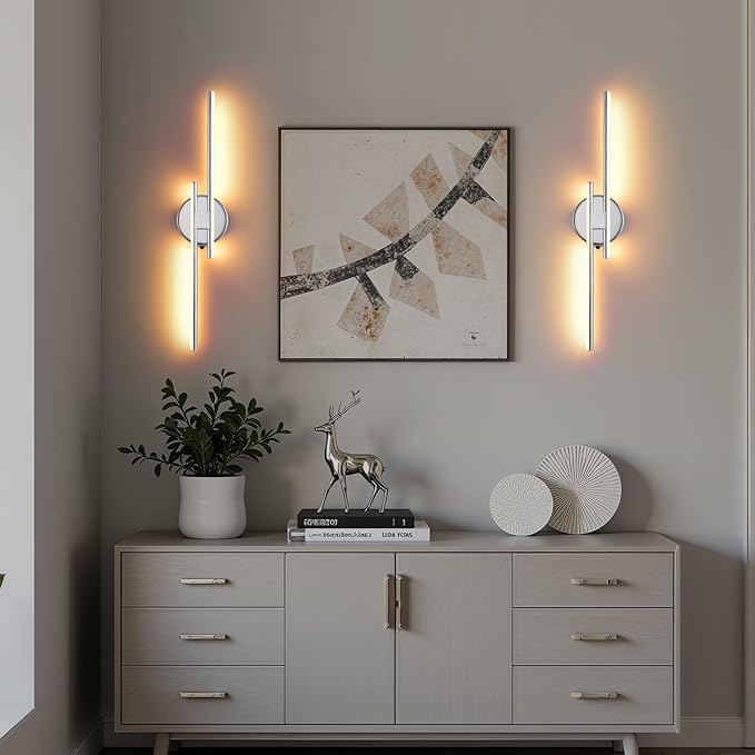 Rechargeable Battery Operated Wall Sconce Set Of Two, Chrome Wireless LED Wall - Image 8