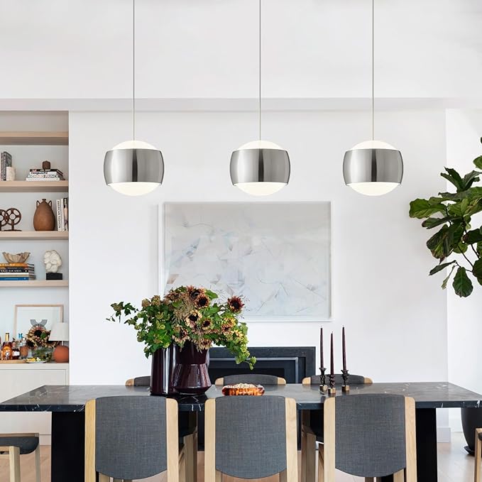 Modern Chrome LED Dimmable Pendant Light fixtures, 6″ Island Pendant Lighting - Image 6