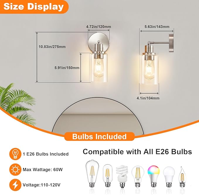 DLLT Wall Sconces Set of Two: Modern Bathroom Vanity Light Fixtures - Image 7