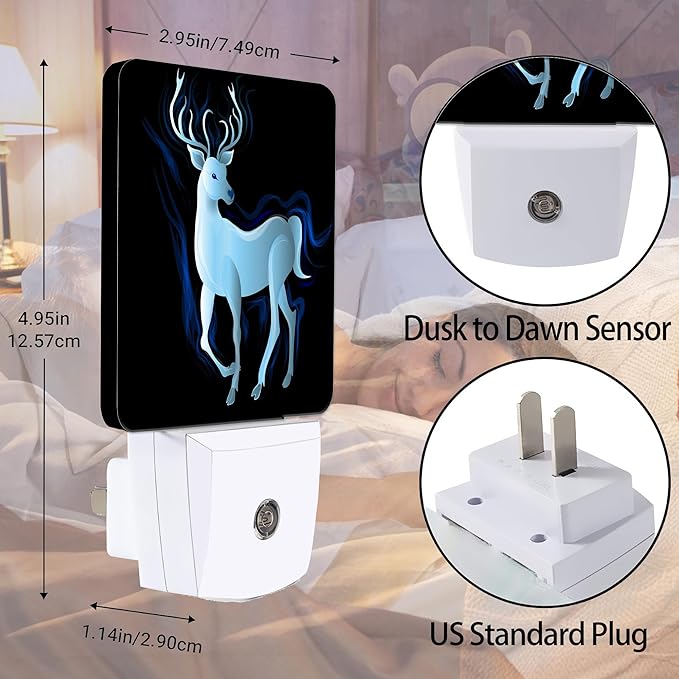 Blue Deer Night Light, Northern Lights Night Lights Plug into Wall Decor - Image 2