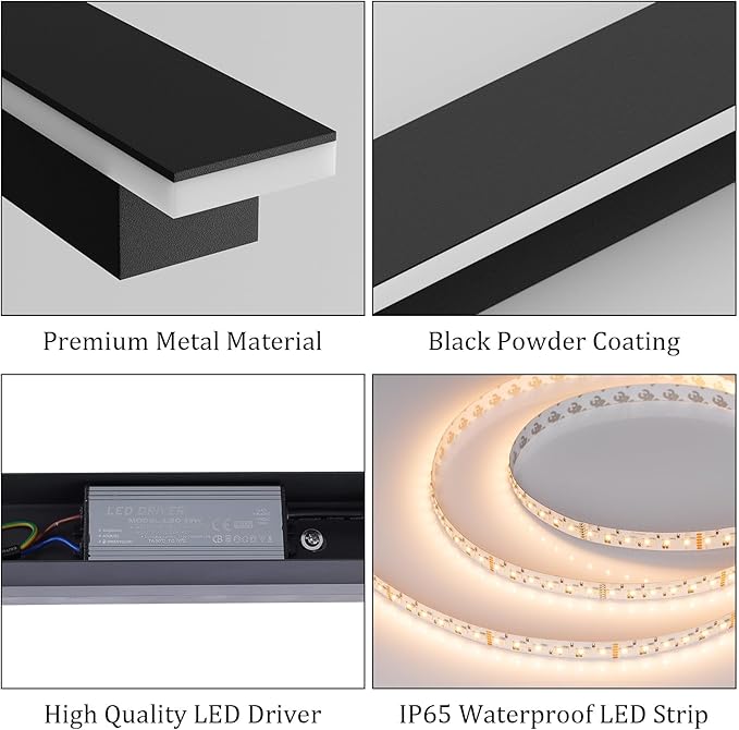 2 Pack 47.2In Long Outdoor LED Wall Lights IP65 Waterproof Black Modern - Image 8