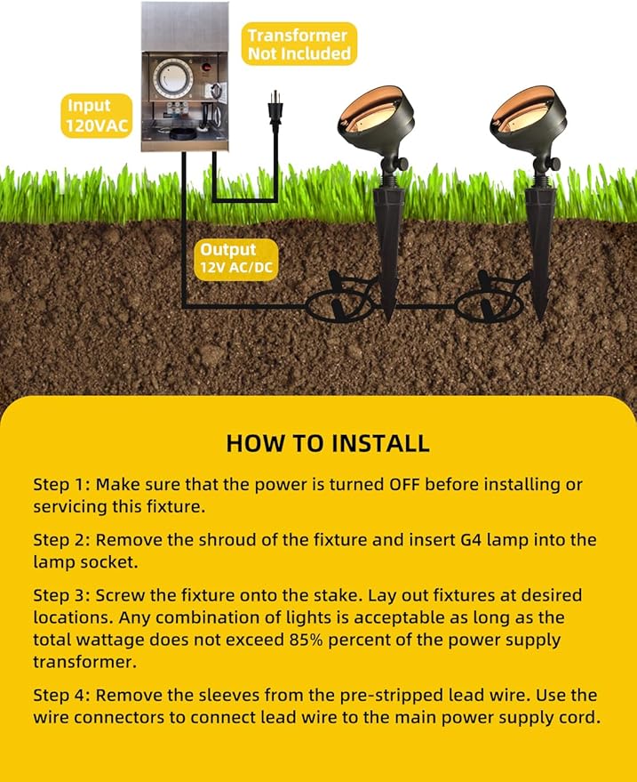 COLOER Die-cast Brass LED Landscape Flood Lights Outdoor 6-Pack - Image 6