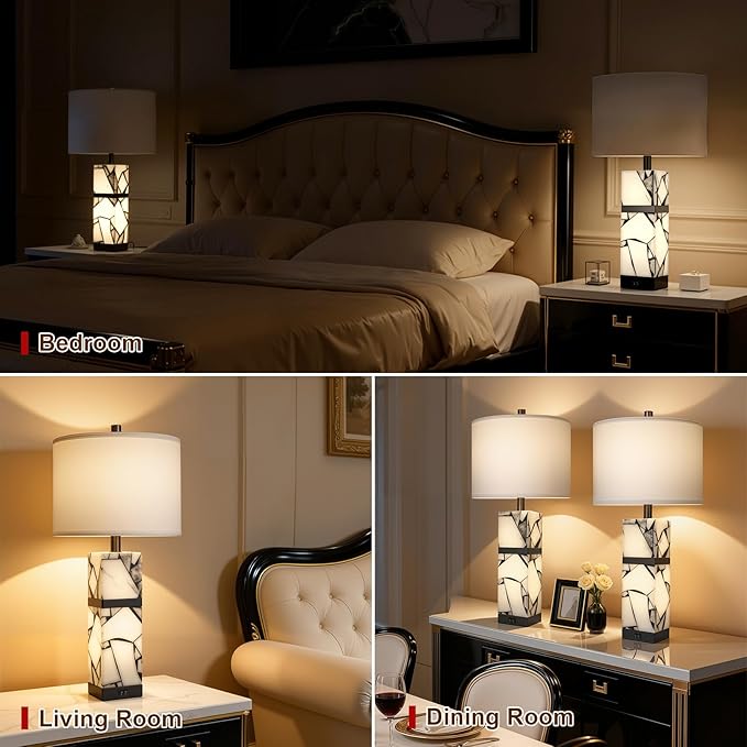 Scenekoy 27" Alabaster Table Lamps Set of 2 - Image 6