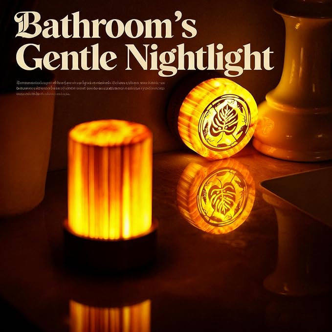 LED Night Light Wood -100% Handmade Cordless Lamp Rechargeable USB Battery - Image 3