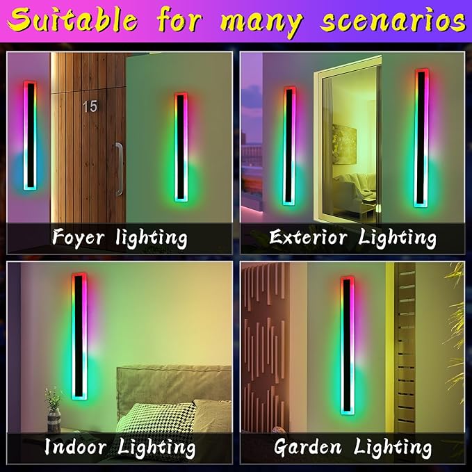 39inch Modern Long Wall lights Outdoor, 10 Colour Variations Dimmable Wall - Image 7