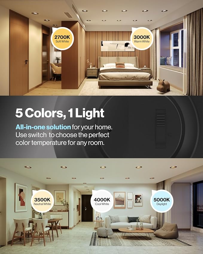 Sunco 24 Pack 5CCT Black LED Recessed Lighting 6 Inch, - Image 2