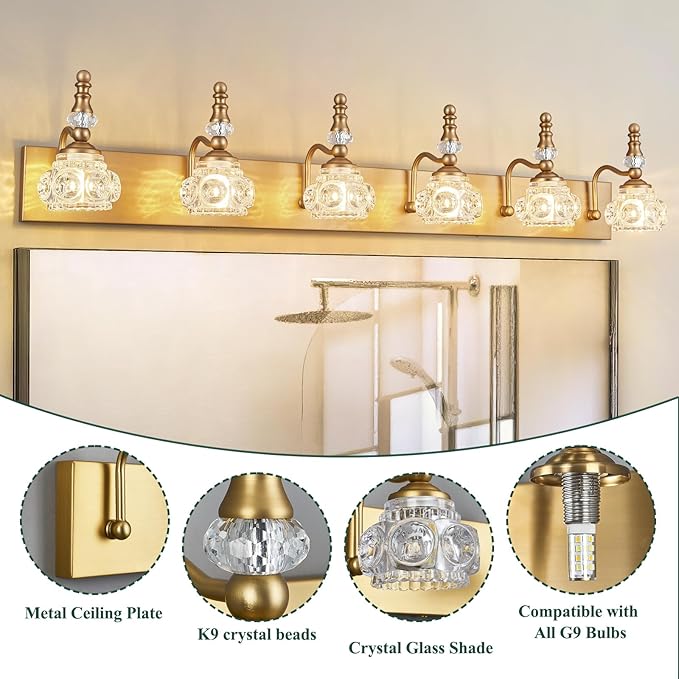 Modern Glass Crystal Vanity Light - Image 3