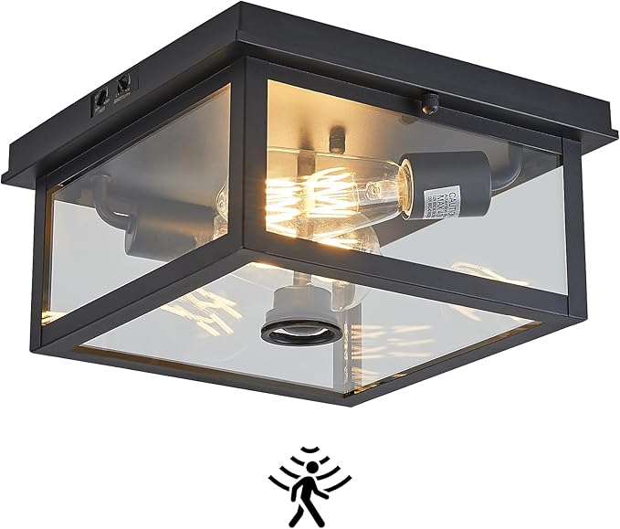 Adjustable Motion Sensor Ceiling Light Fixture Outdoor Modern Design of Squares by TarentlightOutdoorLighting