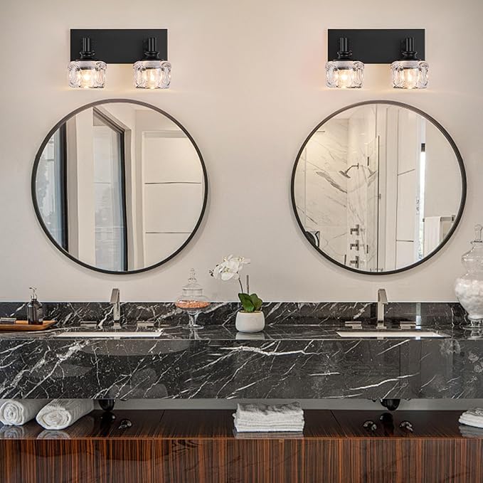 Farmhouse Vanity Light Fixtures 2-Light Bathroom Vanity Light Black Vanity - Image 2