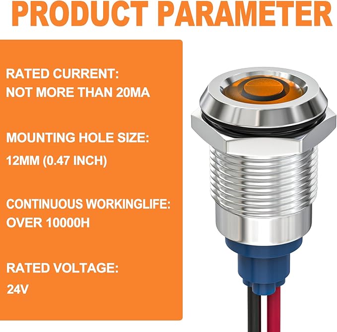 GASHER 5 PCS Energy Saving Indicator Light, LED Light 12V/24V/110V 20mA Panel - Image 2