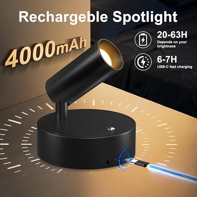 Kimjo Spot Lights Indoor, 4000mAh Rechargeable Battery LED Spotlight Indoor - Image 2
