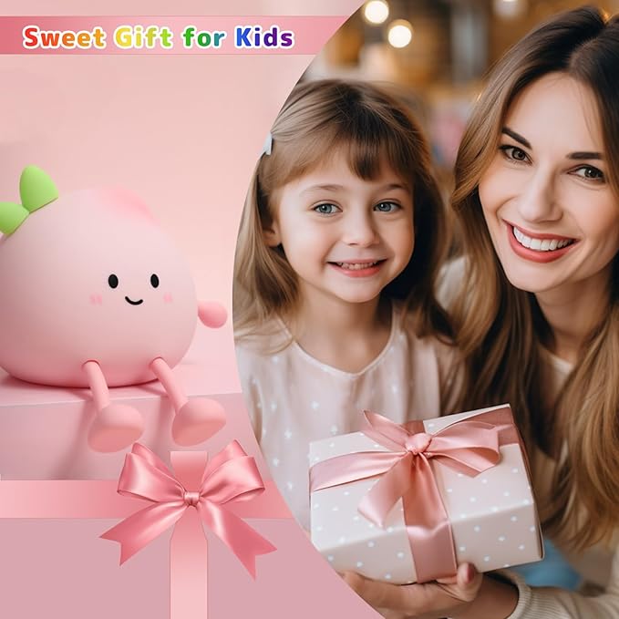 Night Light for Kids, Cute Peach Soft Silicone Nursery Light - Image 7