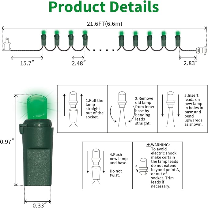LAMPHOME 100 Count St. Patrick's Day Mini String Lights - Image 5