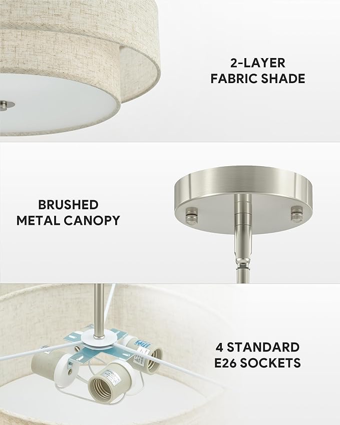 VONLUCE Modern Chandeliers, 4-Light Pendant Light Fixture - Image 5