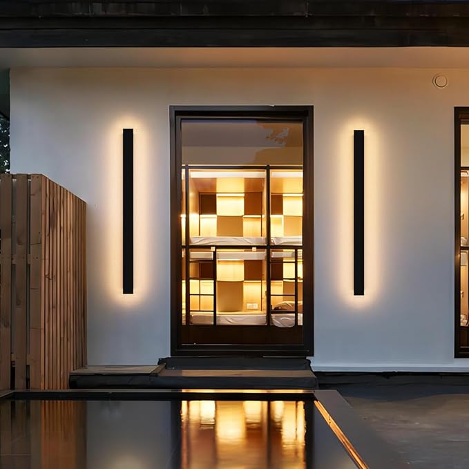 2 Pack 31.5inch Long Outdoor LED Wall Lights 24W Black 3000K Warm White Porch - Image 4