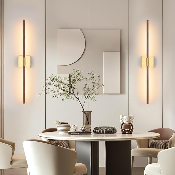 40″ Walnut Battery Operated Wall Sconces, Dimmable Wall Sconce - Image 8