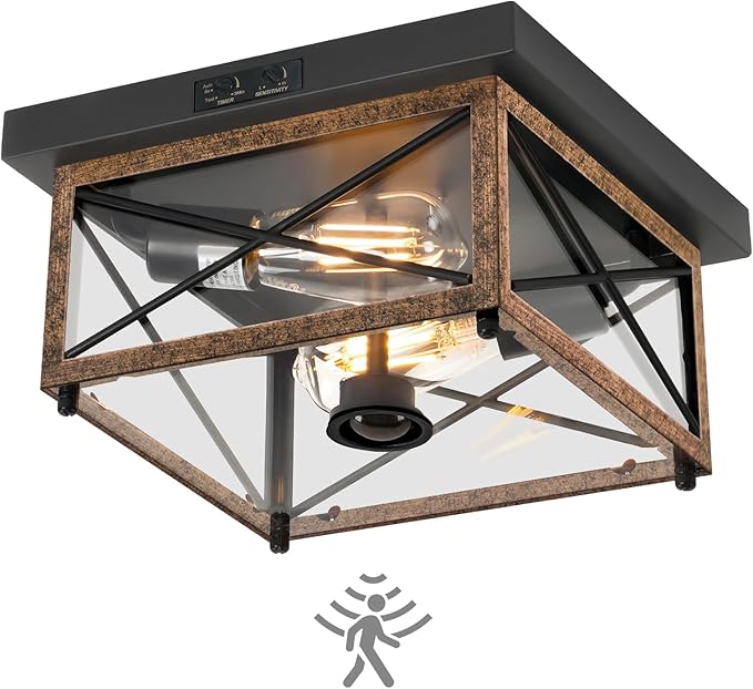 Outdoor Ceiling Light with Motion Sensor, Flush Mount Porch Ceiling Lights by GOEBLESON