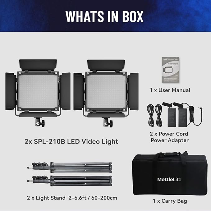 Mettlelite 2 Pack SPL210B Bi Color LED Video Light Kit - Image 7
