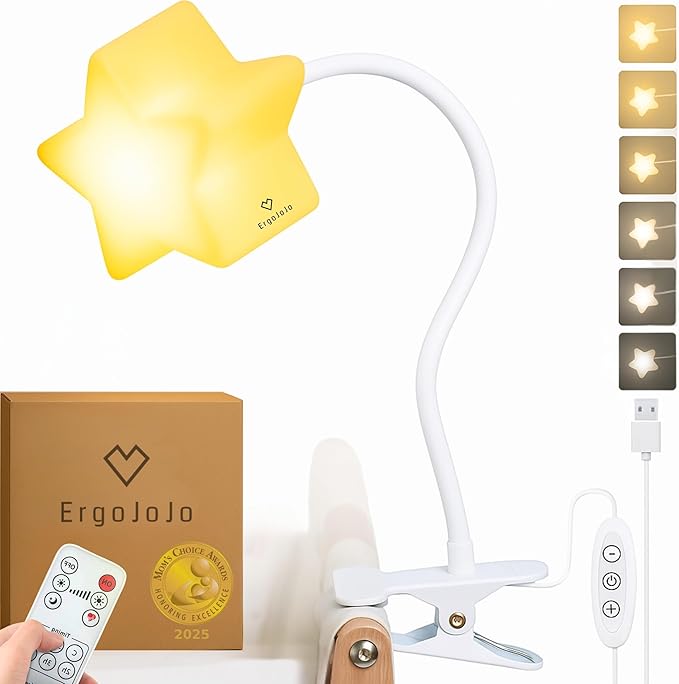 LED Clip On Star Light, Warm & Dimmable Desk Light, Reading Night lamp Newborn by ErgoJoJo