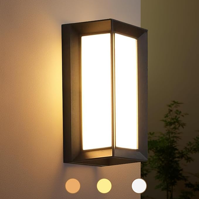 Porch Lights Outdoor Light Fixture, 12W Black Exterior Light Fixtures Wall Mount by iYogaled