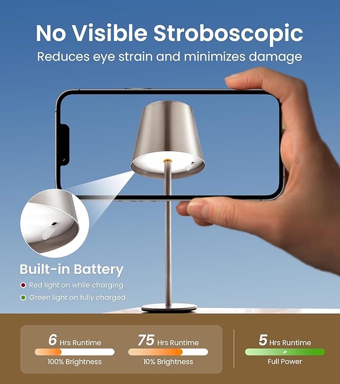 3 Pack Cordless Table Lamp, Portable Battery Operated Lamp - Image 6