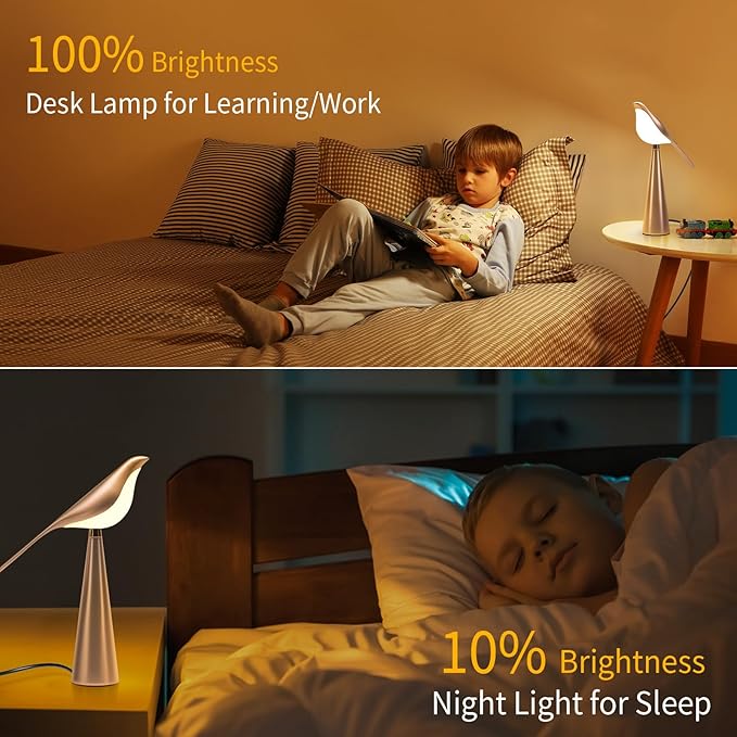 Small Desk Lamp, Bird Lamp, 10 Level Dimmable Brightness Bedside Night Light - Image 6