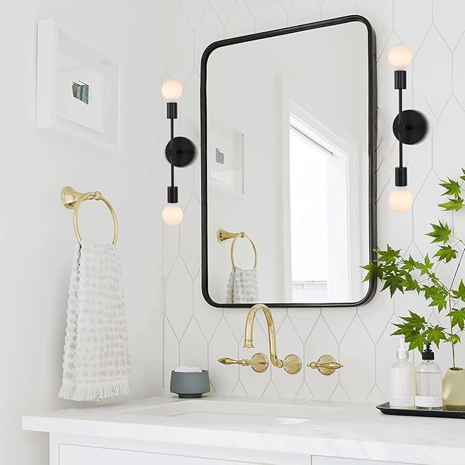 2-Lights Matte Black Bathroom Vanity Wall Sconce Modern Industrial Wall Lamp - Image 4