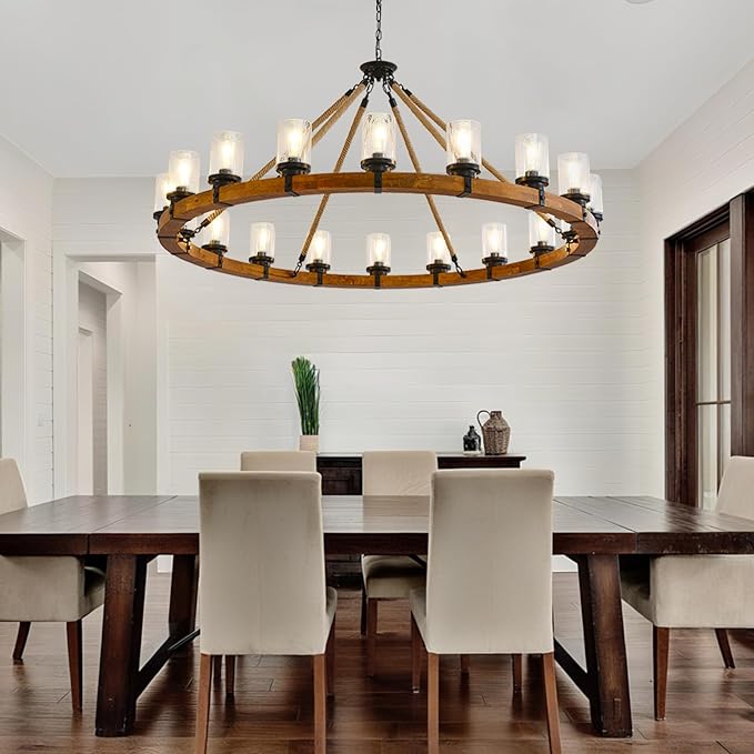 60-inch Rustic Wooden Chandelier - Image 6