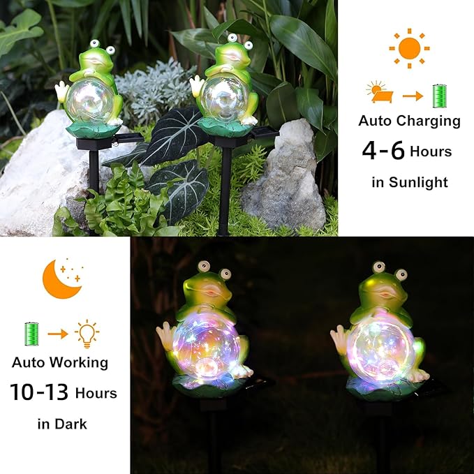 Outdoor Solar Garden Lights, Solar Frog Decorative Lights, IP67 Waterproof - Image 2