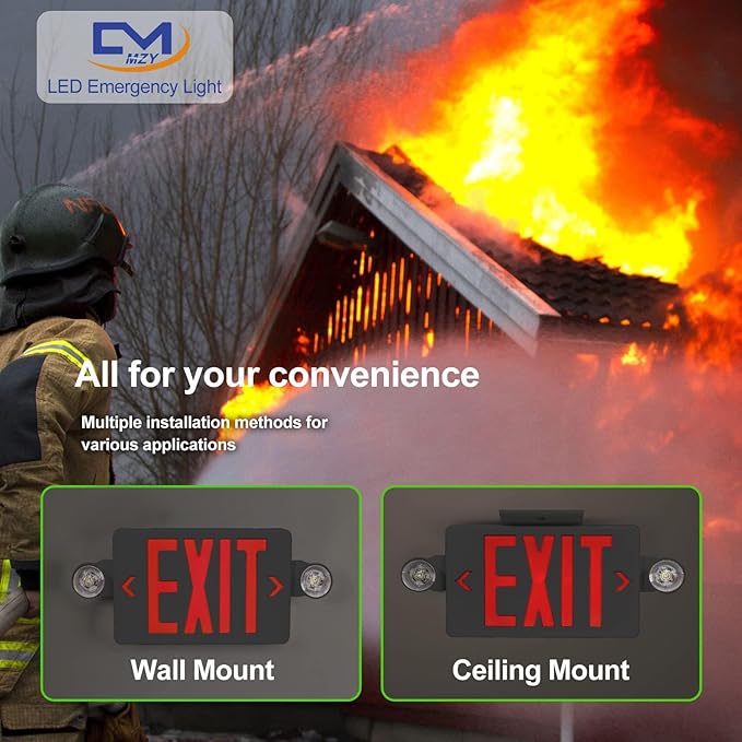 CM MZY Exit Sign with Emergency Lights, Exit Signs Light with Battery Backup - Image 6