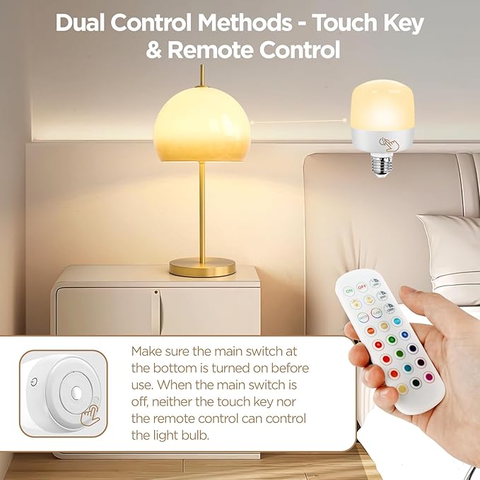 Yochoice Rechargeable Battery Operated Light Bulb 4000mAh, Dimmable LED Bulb - Image 6