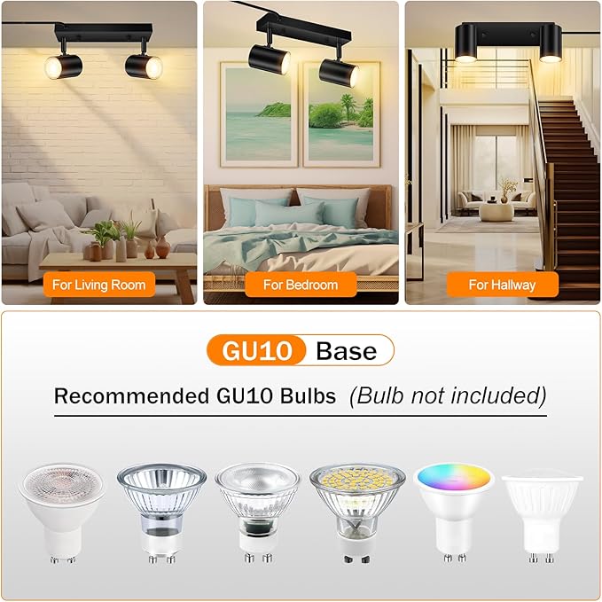 2 Light Track Lighting Kit, Industrial LED Wall Light - Image 3
