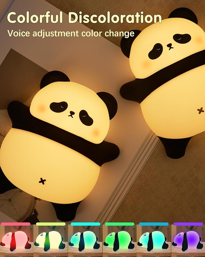 Voice Control Panda Night Light, 6 Colors 30-Minute Timer, Cute Animal Silicone - Image 3