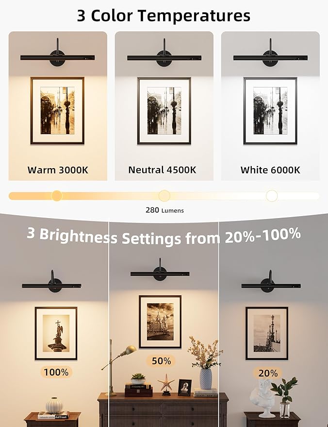 VOLISUN Picture Lights for Wall, 15.7'' Rechargeable Picture Light Battery - Image 3