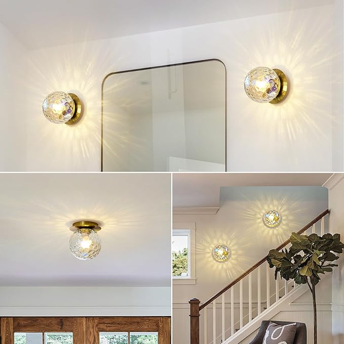 Modern Glass Globe Wall Sconce: Gold Spherical Sconces Light - Image 4